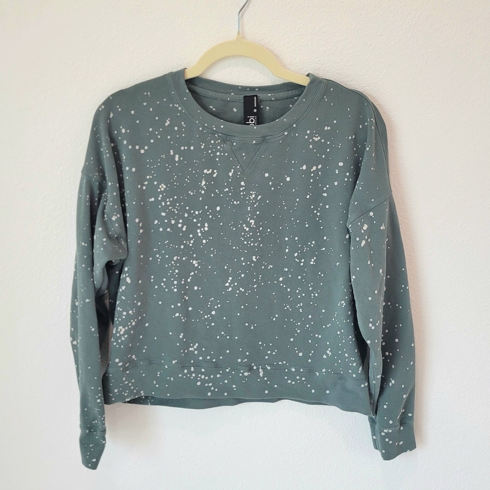 Bobi Los Angeles Women's M Sage Green Crewneck Sweatshirt Bleach Spatter